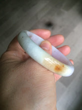Load image into Gallery viewer, 51.5mm Certified Type A 100% Natural light green/purple/yellow/brown oval shape Jadeite Jade bangle AS14-0710