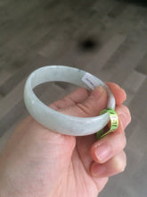 Load image into Gallery viewer, 52.7mm certified Type A 100% Natural white light green/white/black thin Jadeite Jade bangle AJ19-1060