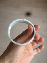 Load image into Gallery viewer, 52.2mm Certified type A 100% Natural light green floating flowers square Jadeite Jade bangle W85-8066