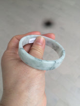 Load image into Gallery viewer, 52.2mm Certified type A 100% Natural light green floating flowers square Jadeite Jade bangle W85-8066