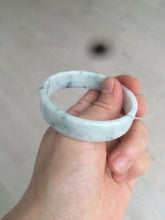 Load image into Gallery viewer, 52.2mm Certified type A 100% Natural light green floating flowers square Jadeite Jade bangle W85-8066