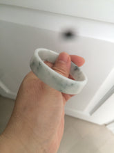 Load image into Gallery viewer, 52.2mm Certified type A 100% Natural light green floating flowers square Jadeite Jade bangle W85-8066