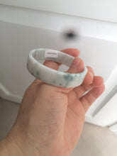 Load image into Gallery viewer, 52.2mm Certified type A 100% Natural light green floating flowers square Jadeite Jade bangle W85-8066