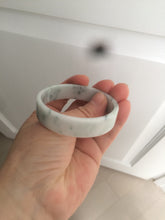 Load image into Gallery viewer, 52.2mm Certified type A 100% Natural light green floating flowers square Jadeite Jade bangle W85-8066