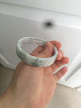 Load image into Gallery viewer, 52.2mm Certified type A 100% Natural light green floating flowers square Jadeite Jade bangle W85-8066