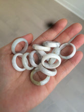 Load image into Gallery viewer, Size 3 3/4-10 1/4 100% natural type A white/gray/black jadeite jade band ring AT17 (Add on item! not sale individually)