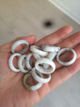 Load image into Gallery viewer, Size 3 3/4-10 1/4 100% natural type A white/gray/black jadeite jade band ring AT17 (Add on item! not sale individually)