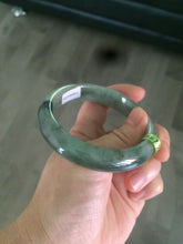 Load image into Gallery viewer, 57.5mm Certified Type A 100% Natural green/gray Jadeite Jade bangle Q22-8672