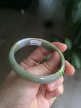 Load image into Gallery viewer, 52.5mm Certified Type A 100% Natural light purple/yellow/green oval Jadeite Jade bangle AJ16-8011
