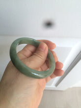 Load image into Gallery viewer, 52.5mm Certified Type A 100% Natural oily dark green/gary oval Jadeite Jade oval bangle etsyAT10-1498