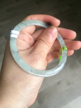 Load image into Gallery viewer, 57.8mm certified Type A 100% Natural icy light green/black super thin Jadeite bangle X70-8416