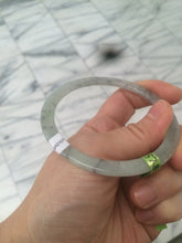Load image into Gallery viewer, 57.8mm certified Type A 100% Natural icy light green/black super thin Jadeite bangle X70-8416