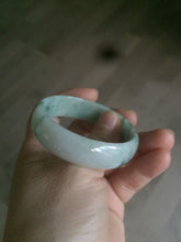 Load image into Gallery viewer, 50mm Type A 100% Natural green/white with green floating flowers Jadeite Jade bangle AJ49-0102