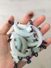 Load image into Gallery viewer, Type A 100% Natural light green jadeite Jade moon and star Pendant necklace AJ51