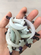 Load image into Gallery viewer, Type A 100% Natural light green jadeite Jade moon and star Pendant necklace AJ51