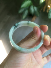 Load image into Gallery viewer, 52mm certified type A100% Natural fresh green floating flowers square Jadeite Jade bangle AC59-8793