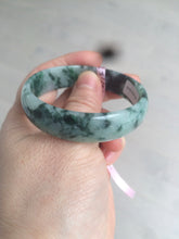 Load image into Gallery viewer, 52mm Certified Type A 100% Natural dark green floating flowers Jadeite Jade bangle E1-1526