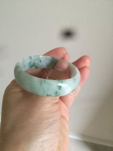 Load image into Gallery viewer, 50mm Type A 100% Natural green/white with green floating flowers Jadeite Jade bangle AJ49-0102