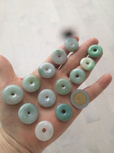 Load image into Gallery viewer, 17.8-21mm Type A 100% Natural green/white Jadeite Jade Safety Guardian Button donut Pendant group AD33