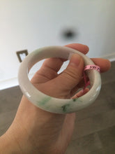 Load image into Gallery viewer, Certified 58.5mm Type A 100% Natural green/white jadeite jade bangle R33-7587