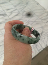 Load image into Gallery viewer, 52mm Certified Type A 100% Natural dark green floating flowers Jadeite Jade bangle E1-1526
