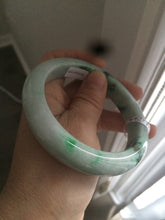 Load image into Gallery viewer, 59.2mm Certified Type A 100% Natural green/white Jadeite Jade bangle L7-7536