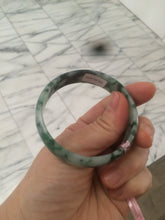 Load image into Gallery viewer, 52mm Certified Type A 100% Natural dark green floating flowers Jadeite Jade bangle E1-1526