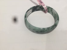 Load image into Gallery viewer, 52mm Certified Type A 100% Natural dark green floating flowers Jadeite Jade bangle E1-1526