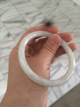 Load image into Gallery viewer, 57.3mm certified 100% natural white slim round cut jadeite jade bangle AF48-3454