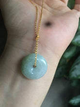 Load image into Gallery viewer, 17.8-21mm Type A 100% Natural green/white Jadeite Jade Safety Guardian Button donut Pendant group AD33