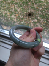 Load image into Gallery viewer, 53.7mm Certified Type A 100% Natural light green/gray Jadeite Jade bangle L95-6796