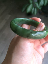 Load image into Gallery viewer, 51.7mm 100% Natural dark green/black nephrite Jade (碧玉) bangle HF33-0766