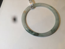 Load image into Gallery viewer, 55.5mm Certified type A 100% Natural light green/yellow with floating flowers slim round cut jadeite jade bangle AS23-0143