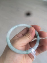 Load image into Gallery viewer, 55.5mm Certified type A 100% Natural light green/yellow with floating flowers slim round cut jadeite jade bangle AS23-0143