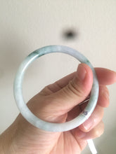 Load image into Gallery viewer, 55.5mm Certified type A 100% Natural light green/yellow with floating flowers slim round cut jadeite jade bangle AS23-0143