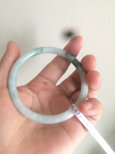 Load image into Gallery viewer, 55.5mm Certified type A 100% Natural light green/yellow with floating flowers slim round cut jadeite jade bangle AS23-0143