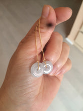 Load image into Gallery viewer, 100% Natural icy watery white/black (冰乌鸡) safety guardian donut dangling jadeite Jade earring D81