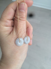 Load image into Gallery viewer, 100% Natural icy watery white/black (冰乌鸡) safety guardian donut dangling jadeite Jade earring D81