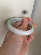 Load image into Gallery viewer, 51mm Certified Type A 100% Natural sunny green/black oval Jadeite Jade bangle AJ9-5097