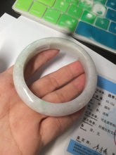 Load image into Gallery viewer, 56.5 mm Certified type A 100% Natural sunny green/light purple/white Jadeite bangle W75-6542