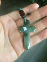 Load image into Gallery viewer, 100% Natural type A yellow/white/gray/dark green jadeite Jade Hand-held cross or cross pendant necklace AF47