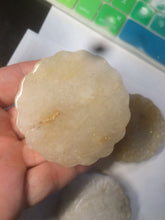 Load image into Gallery viewer, 52.7-53mm 100% natural beige/yellow/orange Quartzite (jinsi jade, 金丝玉) Golden Silk Jade mooncake desk decor/worry stone/paperweight CB26