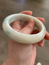 Load image into Gallery viewer, Certified 100% natural 57mm beige/sunny green chubby jadeite jade bangle B1-0466