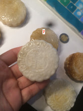 Load image into Gallery viewer, 52.7-53mm 100% natural beige/yellow/orange Quartzite (jinsi jade, 金丝玉) Golden Silk Jade mooncake desk decor/worry stone/paperweight CB26