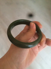 Load image into Gallery viewer, 59mm 100% Natural dark green/black nephrite Jade(碧玉) bangle HF16