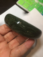 Load image into Gallery viewer, 60.5mm 100% Natural dark green/black nephrite Jade(碧玉) bangle HF17