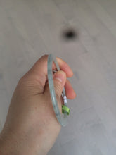 Load image into Gallery viewer, 57.8mm certified Type A 100% Natural icy light green/black super thin Jadeite bangle X70-8416