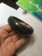Load image into Gallery viewer, 60.5mm 100% Natural dark green/black nephrite Jade(碧玉) bangle HF17