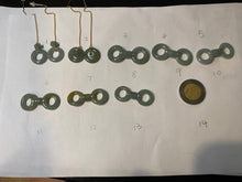 Load image into Gallery viewer, 100% Natural icy watery blue/grenn/yellow safe and sound mom and daughter buckle dangling Guatemala jadeite Jade earring C6