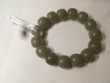 Load image into Gallery viewer, 100% Natural 13.8x13mm green/yellow/brown vintage style nephrite Jade bead man bracelet HF9